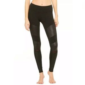ALO Moto Leggings XS Black Low Rise Matte Flocking